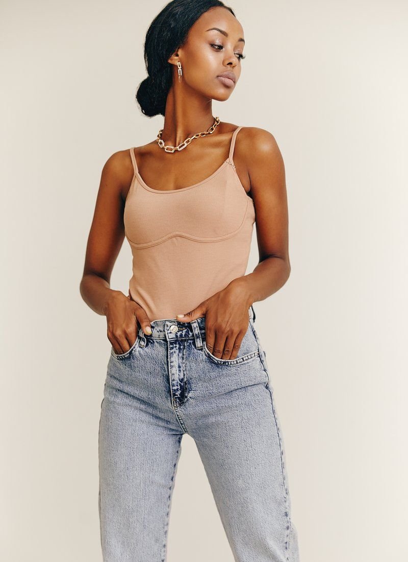 Knitted bodysuit with thin straps