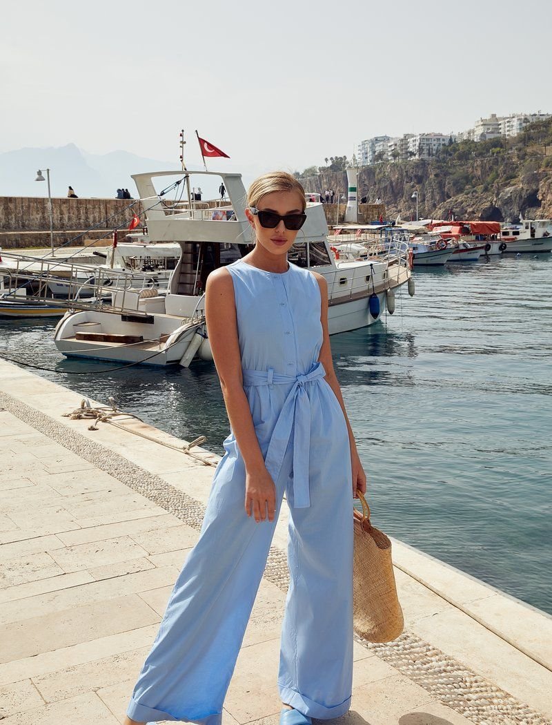 Blue fitted jumpsuit