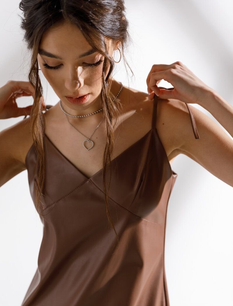 Trendy leather sundress