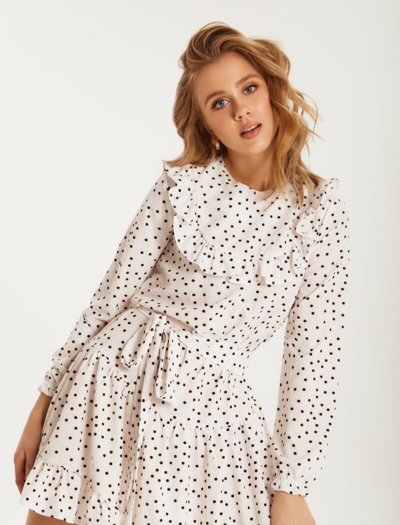 Dress with contrasting polka dots