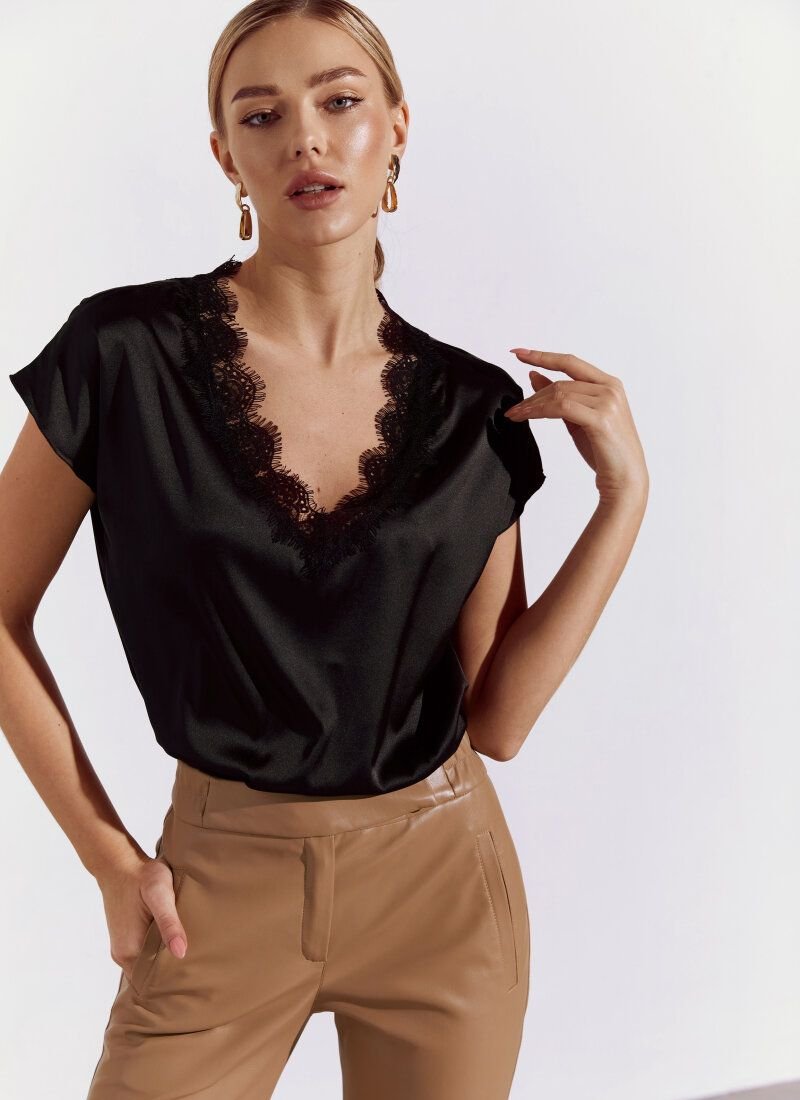 Silk blouse with lace