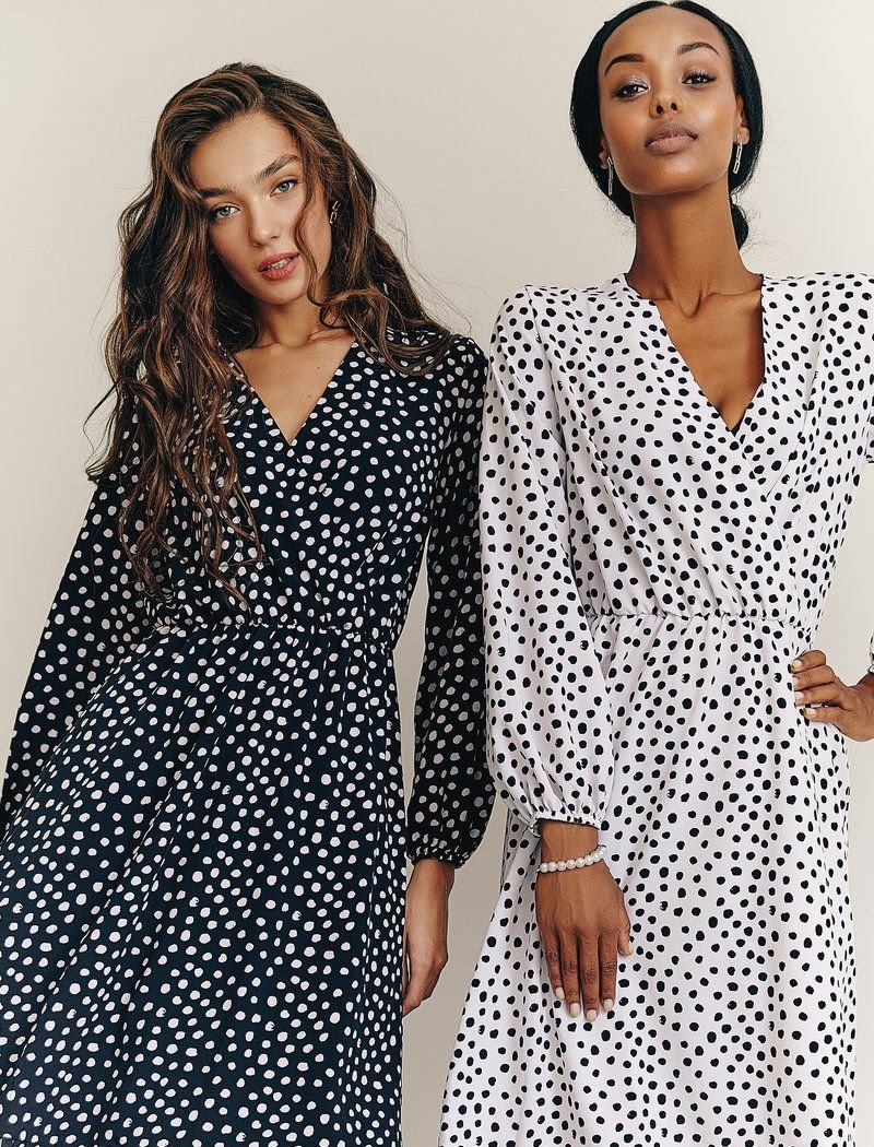 Black dress with polka dots