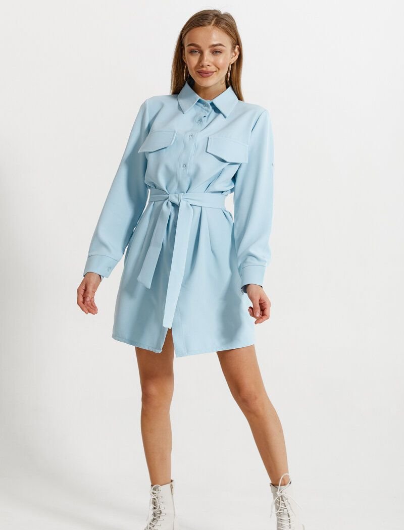 Blue shirt dress