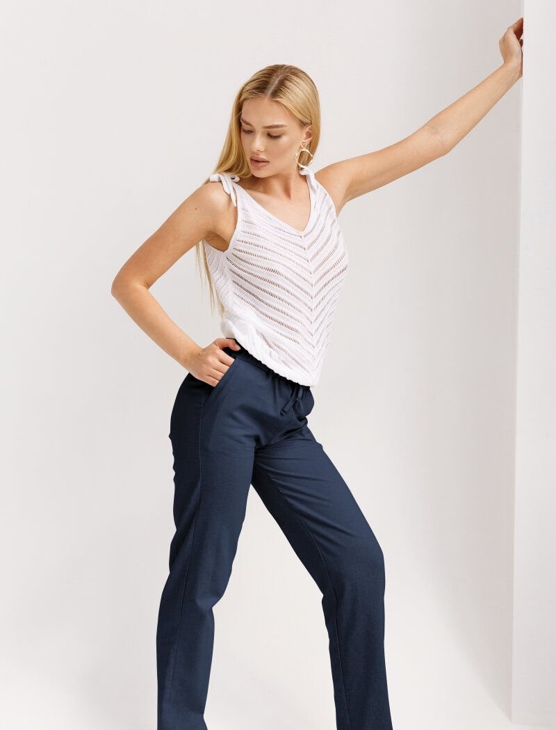 Linen dark blue trousers