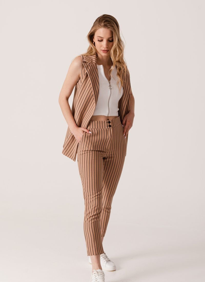 Striped suit with vest