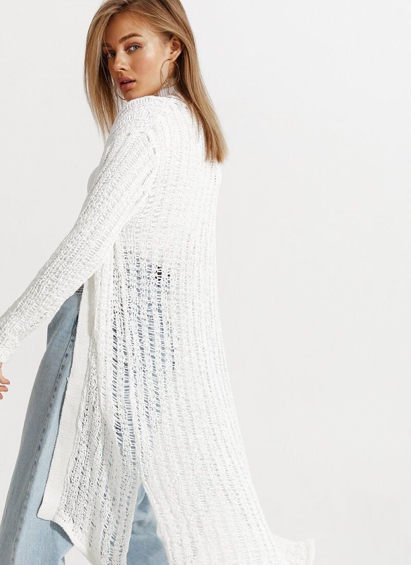 Elongated openwork cardigan