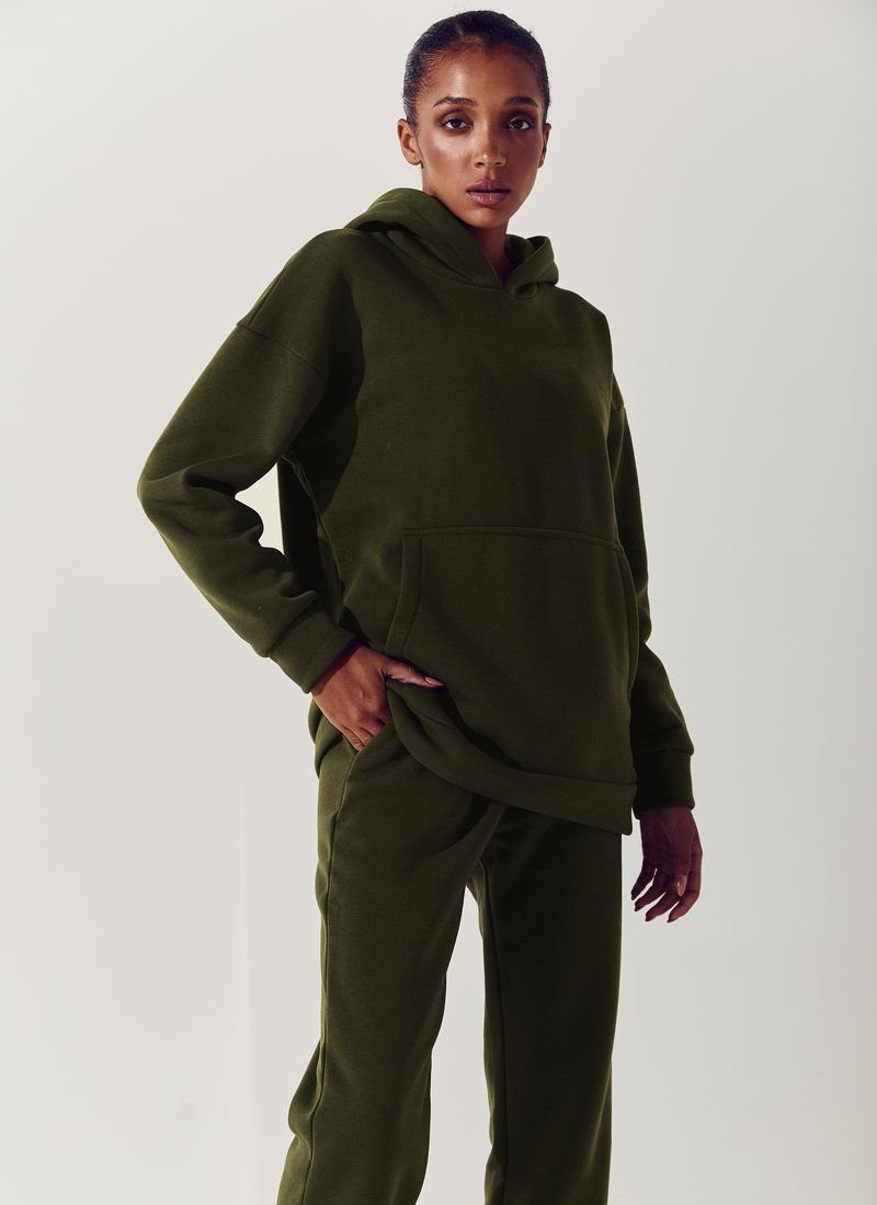 Suit with khaki sweatshirt