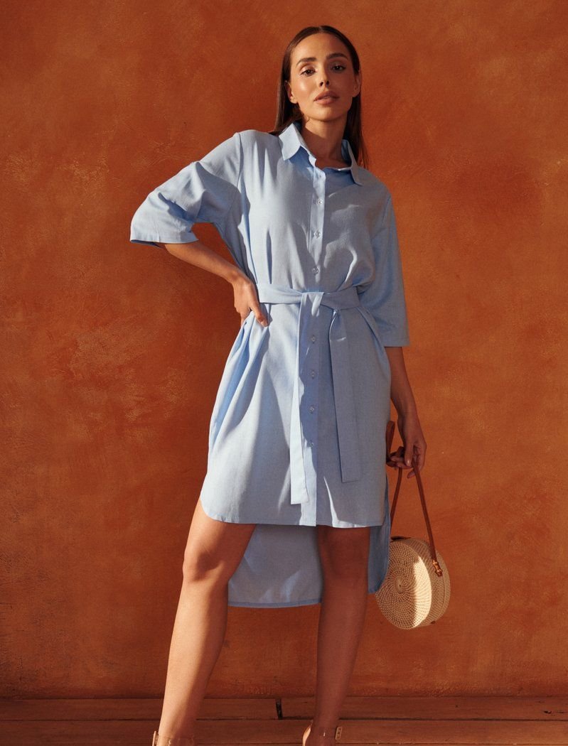 Linen shirt dress with a belt