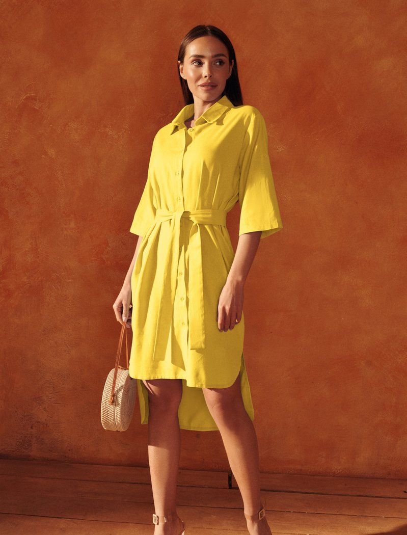 Yellow shirt-cut dress